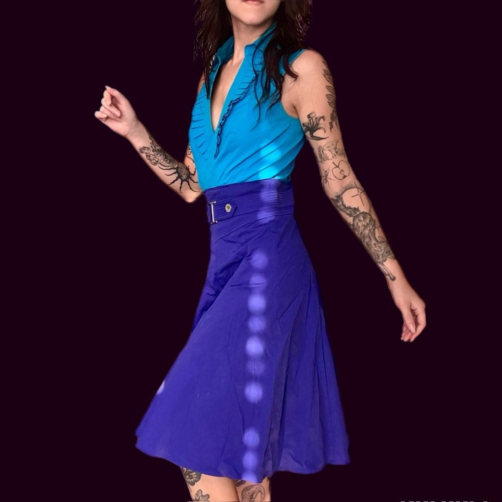 Karen Millen Vibrant Blue & Purple 80’s-Does-50’s Dress